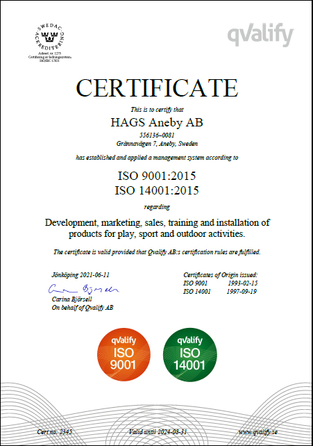 ISO certificate | HAGS